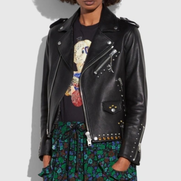Coach Black Leather Biker Jacket - Picture 1 of 11